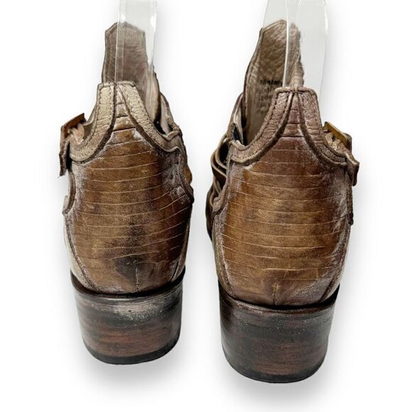 Arrow Bootie Stone Open Peep Toe Leather Ankle Buckle Freebird by Steven Size 6 - Picture 4 of 11